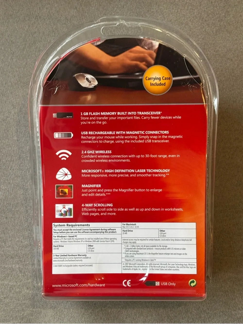 Microsoft Mobile Memory Mouse 8000 vintage 2007 NEW IN PACKAGE